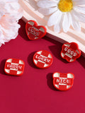 3PCS English Letter Heart Leather Charms DIY Keychain Ring Jewelry