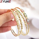 Copper Zircon Bracelet Plated Chain Open Cuff Adjustable Bangle