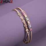 Copper Zircon Bracelet Plated Chain Open Cuff Adjustable Bangle