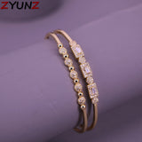 Copper Zircon Bracelet Plated Chain Open Cuff Adjustable Bangle
