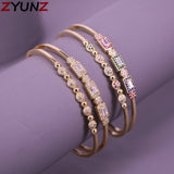 Copper Zircon Bracelet Plated Chain Open Cuff Adjustable Bangle