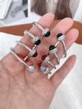 3PCS Color Round Cuff Bracelets Zirconia Bangles Women Wedding