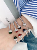 3PCS Color Round Cuff Bracelets Zirconia Bangles Women Wedding