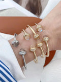 3PCS Color Round Cuff Bracelets Zirconia Bangles Women Wedding