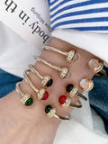 3PCS Color Round Cuff Bracelets Zirconia Bangles Women Wedding