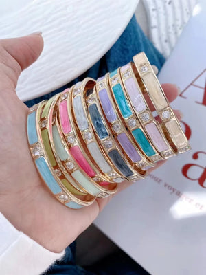 Colorful Enamel Copper Bangle Bracelet Women Party Gift