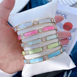 Colorful Enamel Copper Bangle Bracelet Women Party Gift