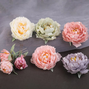 3PCS Flower Hair Clips Chinese Hanfu Headpiece Pearl U-shaped Hairpins