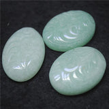 3PCS Rose Quartz Green Aventurine Cabs 22X30MM Oval Shape Carving Flower