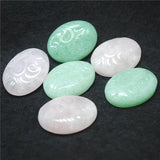 3PCS Rose Quartz Green Aventurine Cabs 22X30MM Oval Shape Carving Flower
