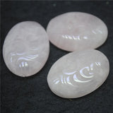 3PCS Rose Quartz Green Aventurine Cabs 22X30MM Oval Shape Carving Flower
