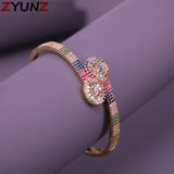 Geometric Rainbow Crystal Bangle CZ Bracelets For Women Wedding Jewelry