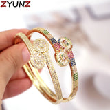 Geometric Rainbow Crystal Bangle CZ Bracelets For Women Wedding Jewelry
