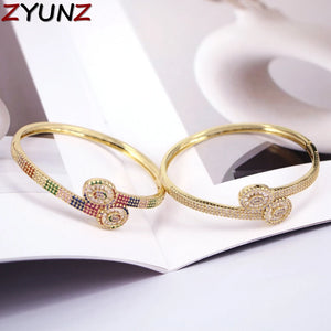 Geometric Rainbow Crystal Bangle CZ Bracelets For Women Wedding Jewelry