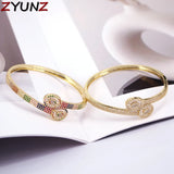 Geometric Rainbow Crystal Bangle CZ Bracelets For Women Wedding Jewelry