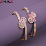 Geometric Rainbow Crystal Bangle CZ Bracelets For Women Wedding Jewelry