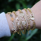 3PCS Crystal Zircon Smiley Face Heart Bracelet Set