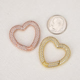 3PCS Colorful Zircon Heart Carabiner Lobster Clasps for DIY Jewelry Making