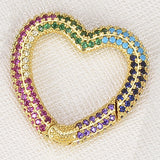 3PCS Colorful Zircon Heart Carabiner Lobster Clasps for DIY Jewelry Making