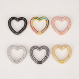 3PCS Colorful Zircon Heart Carabiner Lobster Clasps for DIY Jewelry Making