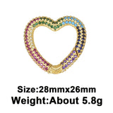 3PCS Colorful Zircon Heart Carabiner Lobster Clasps for DIY Jewelry Making