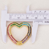 3PCS Colorful Zircon Heart Carabiner Lobster Clasps for DIY Jewelry Making