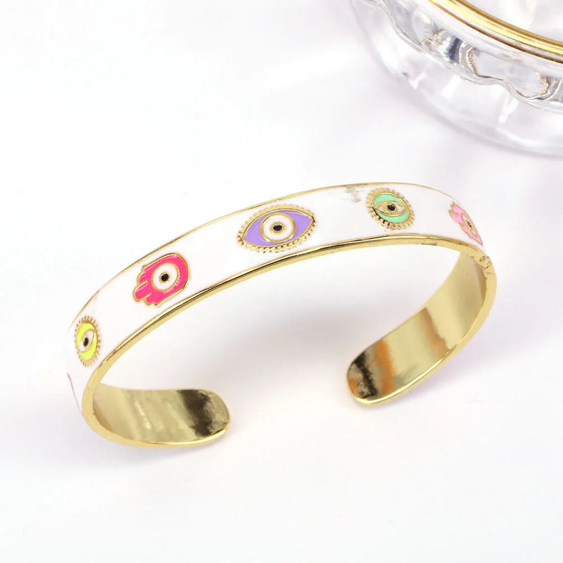 3PCS Enamel Lucky Eye Bangle Bracelet For Women