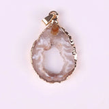 Geode Quartz Crystal Pendant Necklace Set