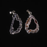 Geode Quartz Crystal Pendant Necklace Set