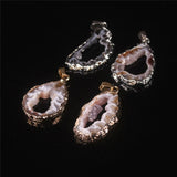 Geode Quartz Crystal Pendant Necklace Set