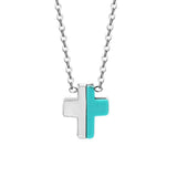 3PCS Cross Pendant 316L Stainless Steel Stone Necklace Chain Pendant Necklaces