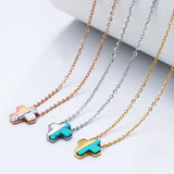 3PCS Cross Pendant 316L Stainless Steel Stone Necklace Chain Pendant Necklaces