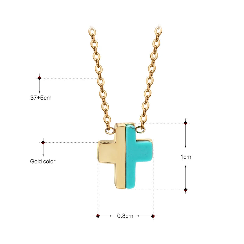 3PCS Cross Pendant 316L Stainless Steel Stone Necklace Chain Pendant Necklaces