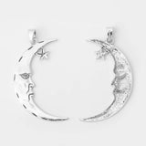 3PCS Tibetan Silver Moon Charm With Star Big Star Pendants