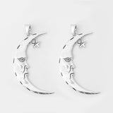 3PCS Tibetan Silver Moon Charm With Star Big Star Pendants