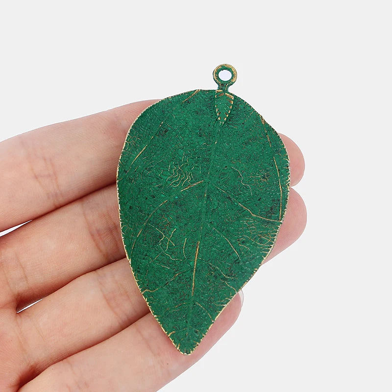 3PCS Vintage Bronze Leaf Charms Pendants Necklace Jewelry Findings