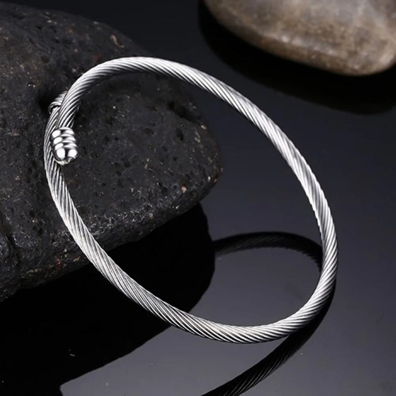 3PCS/Lot Stainless Steel Bangles Cuff Bracelets Women Punk Bangles
