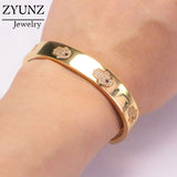 Lucky Eye Open Cuff Bracelet Bangle Micro Pave Fatima Hamsa Hand Bangle