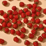 3PCS Mini Red Strawberry Raspberry Loose Bead for Jewelry Making