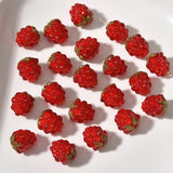 3PCS Mini Red Strawberry Raspberry Loose Bead for Jewelry Making