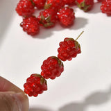 3PCS Mini Red Strawberry Raspberry Loose Bead for Jewelry Making