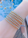 Geometric Zircon Tennis Chain Bracelet Gold-Color Micro Pave Jewelry