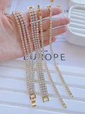 Geometric Zircon Tennis Chain Bracelet Gold-Color Micro Pave Jewelry