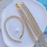 Geometric Zircon Tennis Chain Bracelet Gold-Color Micro Pave Jewelry