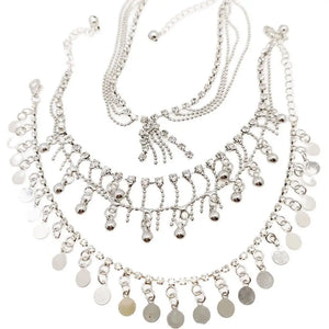 3PCS Summer Beach Anklet Bracelet Multilayer Circle Pattern Leg Chain