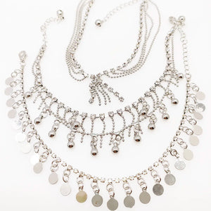 3PCS Summer Beach Anklet Bracelet Multilayer Circle Pattern Leg Chain