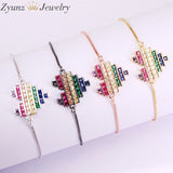 CZ Rainbow Charm Heart Bracelet for Women Jewelry