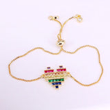 CZ Rainbow Charm Heart Bracelet for Women Jewelry