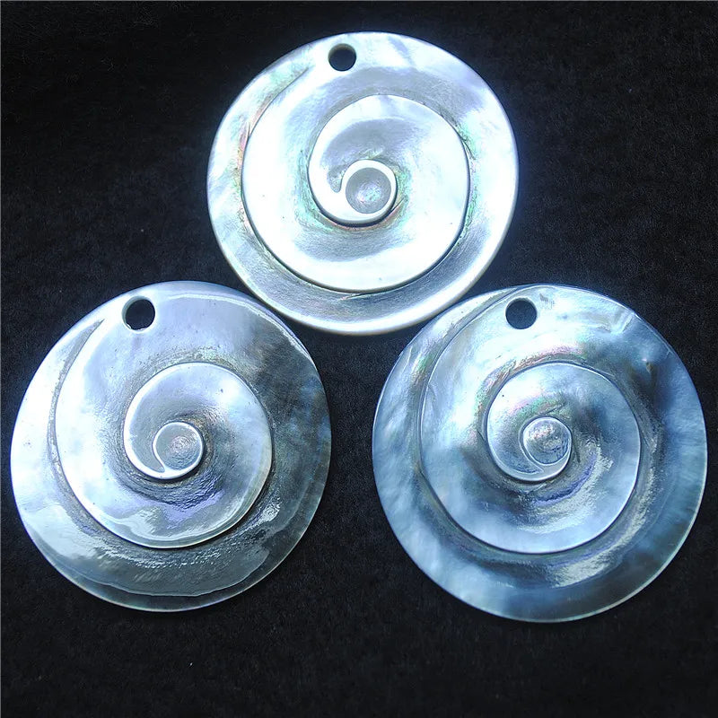 3PCS Shell Pendants Mother Of Pearl For Women's Necklace 50MM Round Top Hole