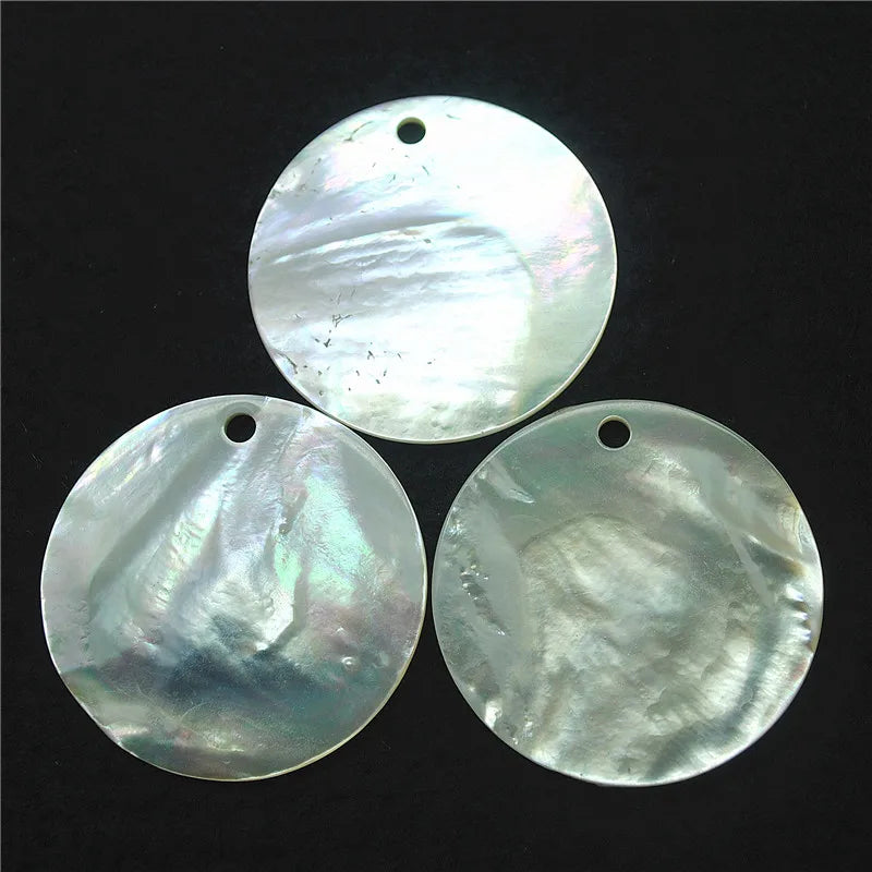 3PCS Shell Pendants Mother Of Pearl Round Shape 50MM Beads Accessories